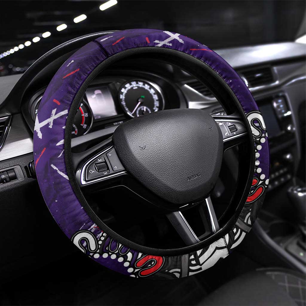 Fremantle Dockers Steering Wheel Cover Aboriginal Dot Painting Graffiti Style