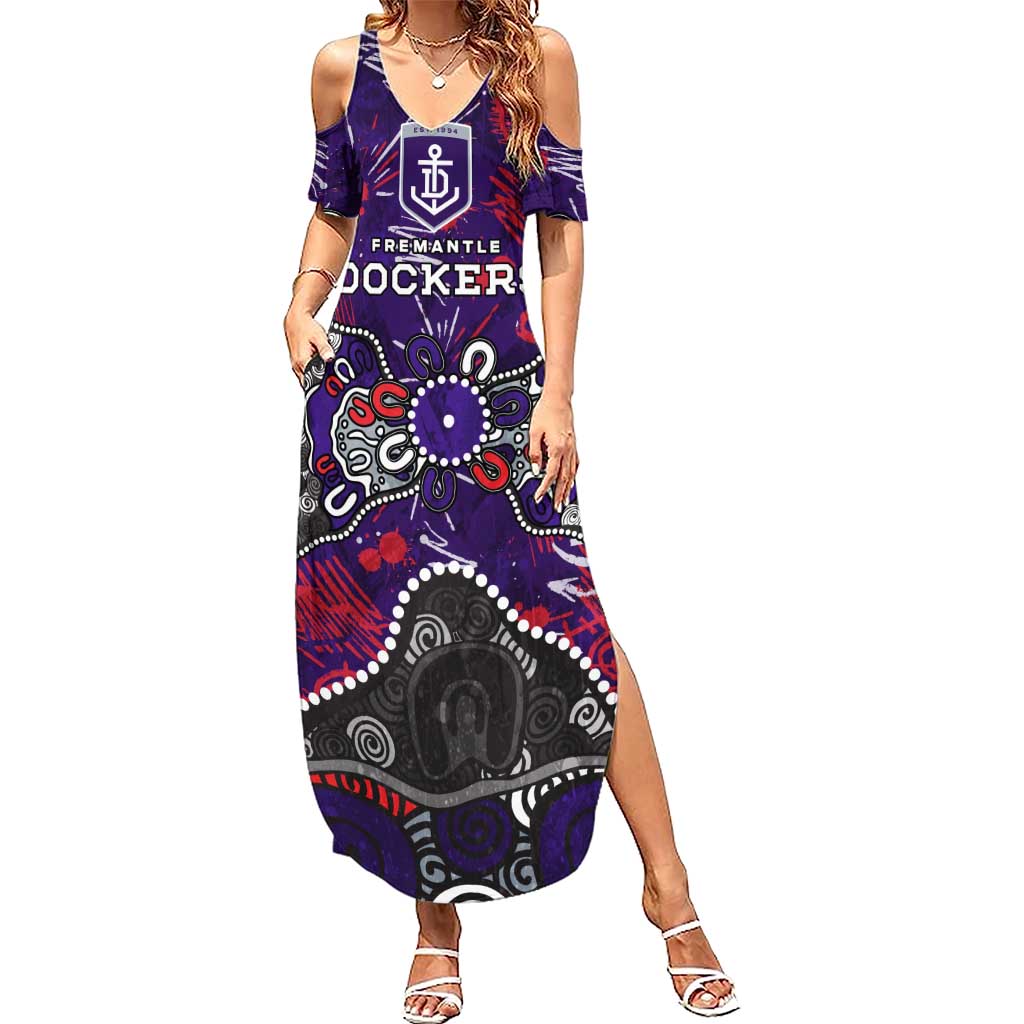 Personalized Fremantle Dockers Summer Maxi Dress Aboriginal Dot Painting Graffiti Style