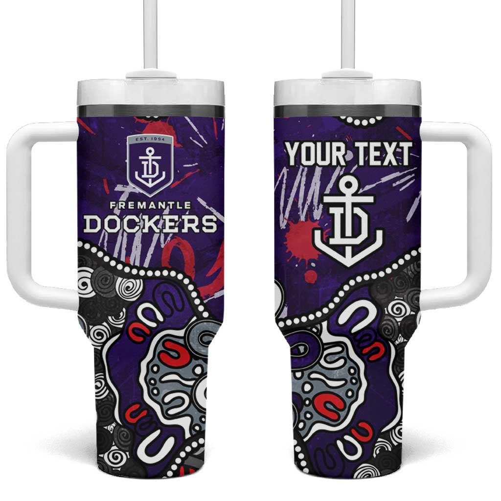 Personalized Fremantle Dockers Tumbler With Handle Aboriginal Dot Painting Graffiti Style