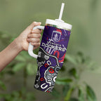 Personalized Fremantle Dockers Tumbler With Handle Aboriginal Dot Painting Graffiti Style