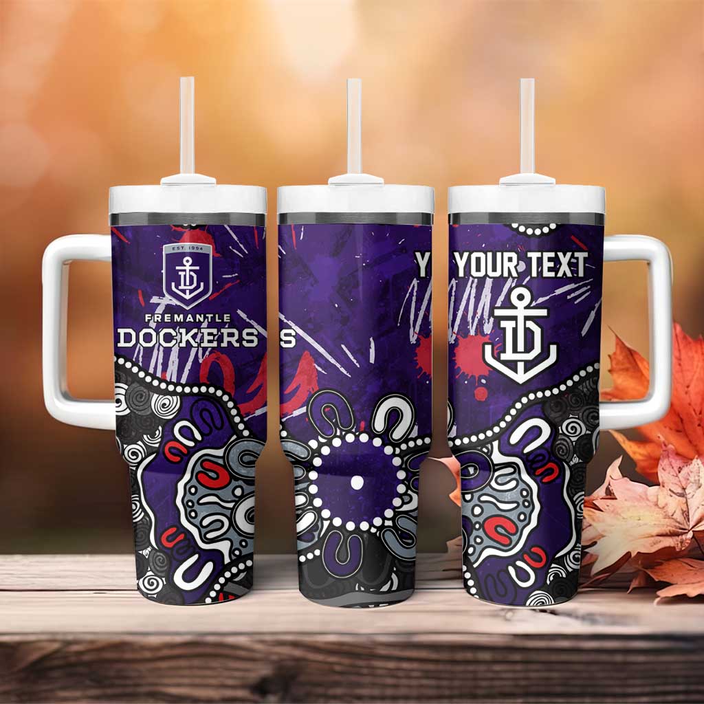 Personalized Fremantle Dockers Tumbler With Handle Aboriginal Dot Painting Graffiti Style