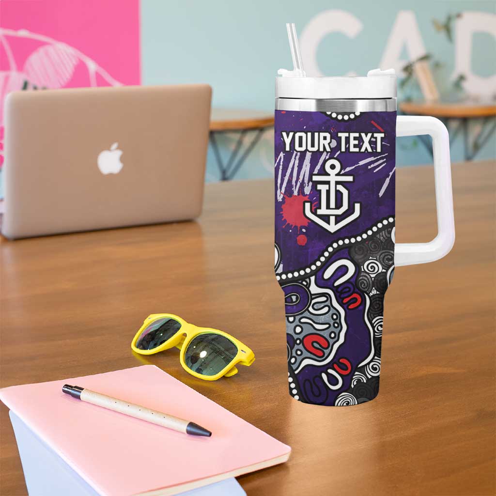 Personalized Fremantle Dockers Tumbler With Handle Aboriginal Dot Painting Graffiti Style