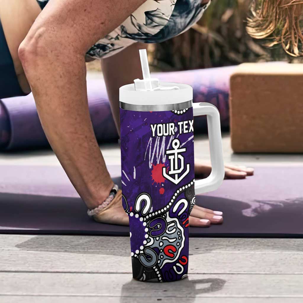 Personalized Fremantle Dockers Tumbler With Handle Aboriginal Dot Painting Graffiti Style