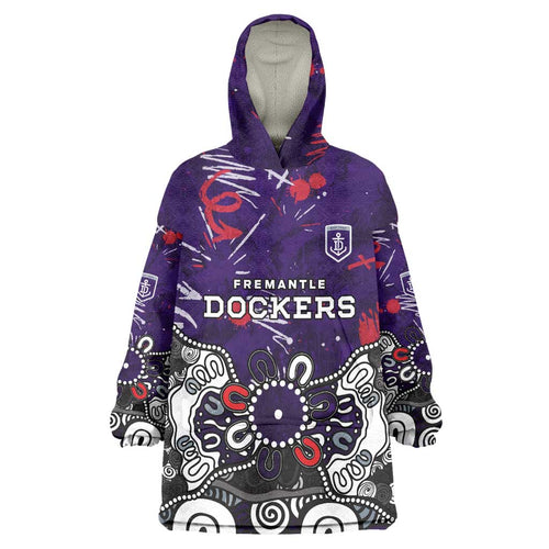 Personalized Fremantle Dockers Wearable Blanket Hoodie Aboriginal Dot Painting Graffiti Style