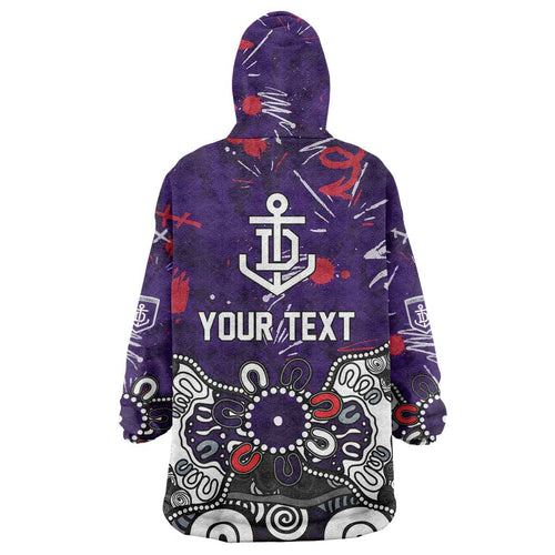 Personalized Fremantle Dockers Wearable Blanket Hoodie Aboriginal Dot Painting Graffiti Style