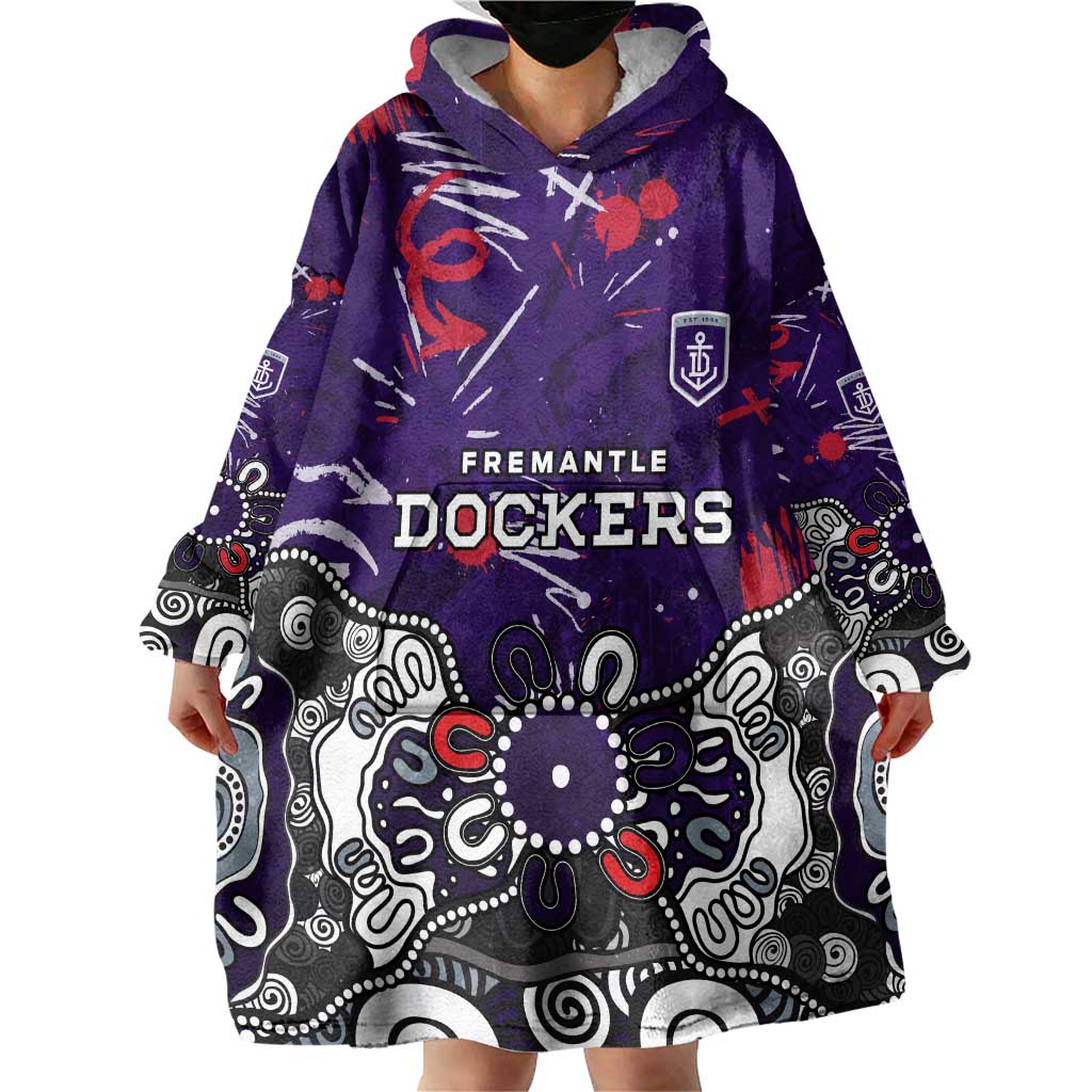 Personalized Fremantle Dockers Wearable Blanket Hoodie Aboriginal Dot Painting Graffiti Style
