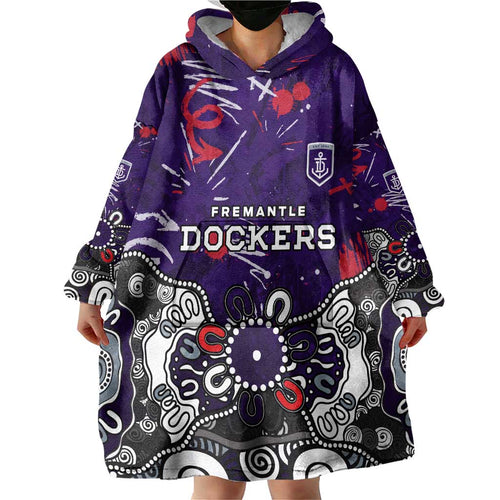 Personalized Fremantle Dockers Wearable Blanket Hoodie Aboriginal Dot Painting Graffiti Style