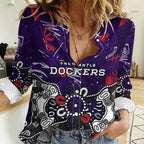 Personalized Fremantle Dockers Women Casual Shirt Aboriginal Dot Painting Graffiti Style