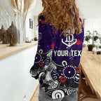 Personalized Fremantle Dockers Women Casual Shirt Aboriginal Dot Painting Graffiti Style