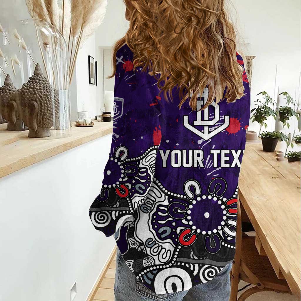 Personalized Fremantle Dockers Women Casual Shirt Aboriginal Dot Painting Graffiti Style