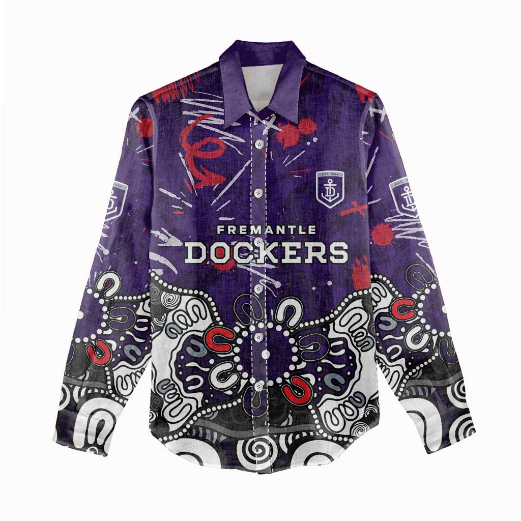 Personalized Fremantle Dockers Women Casual Shirt Aboriginal Dot Painting Graffiti Style