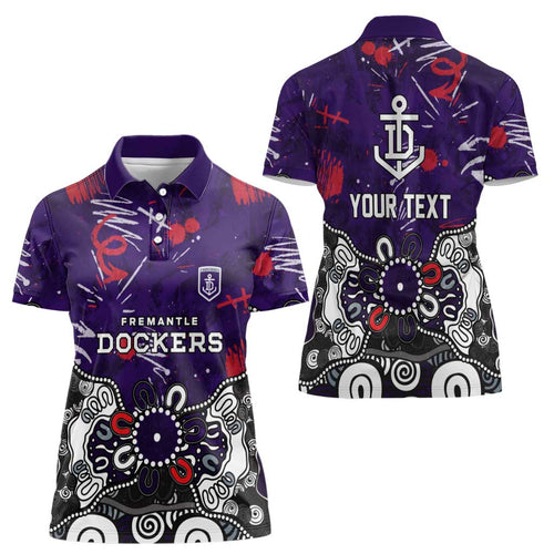 Personalized Fremantle Dockers Women Polo Shirt Aboriginal Dot Painting Graffiti Style