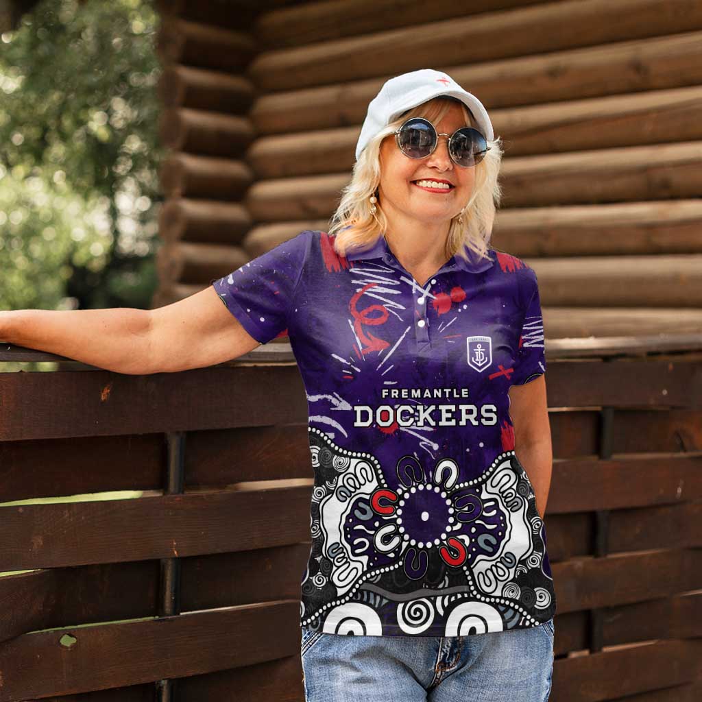 Personalized Fremantle Dockers Women Polo Shirt Aboriginal Dot Painting Graffiti Style