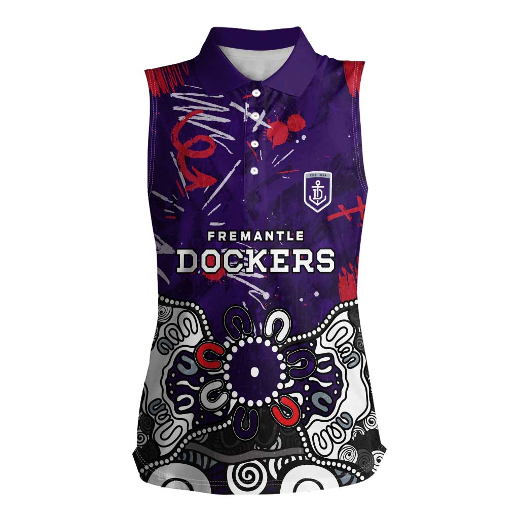 Personalized Fremantle Dockers Women Sleeveless Polo Shirt Aboriginal Dot Painting Graffiti Style