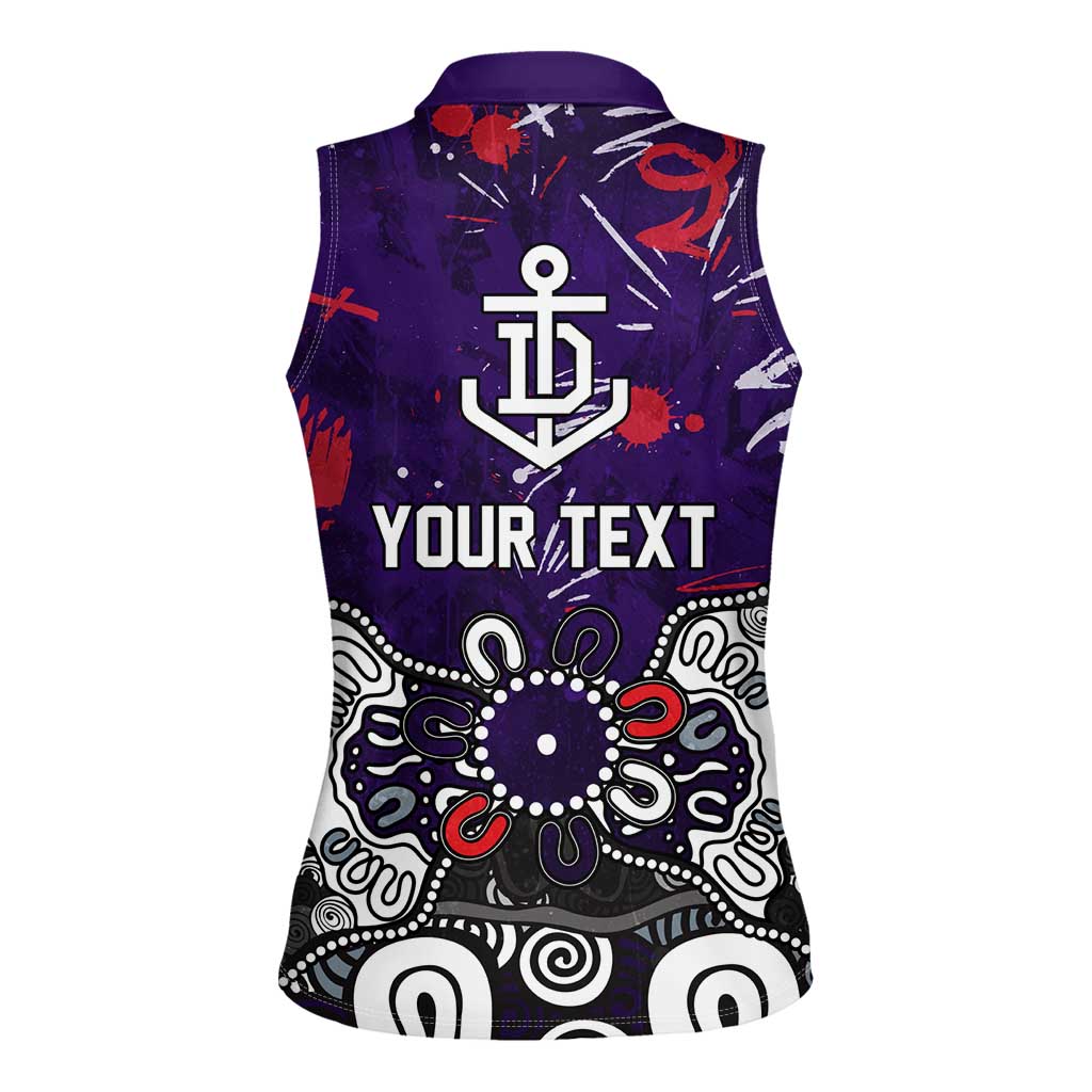 Personalized Fremantle Dockers Women Sleeveless Polo Shirt Aboriginal Dot Painting Graffiti Style