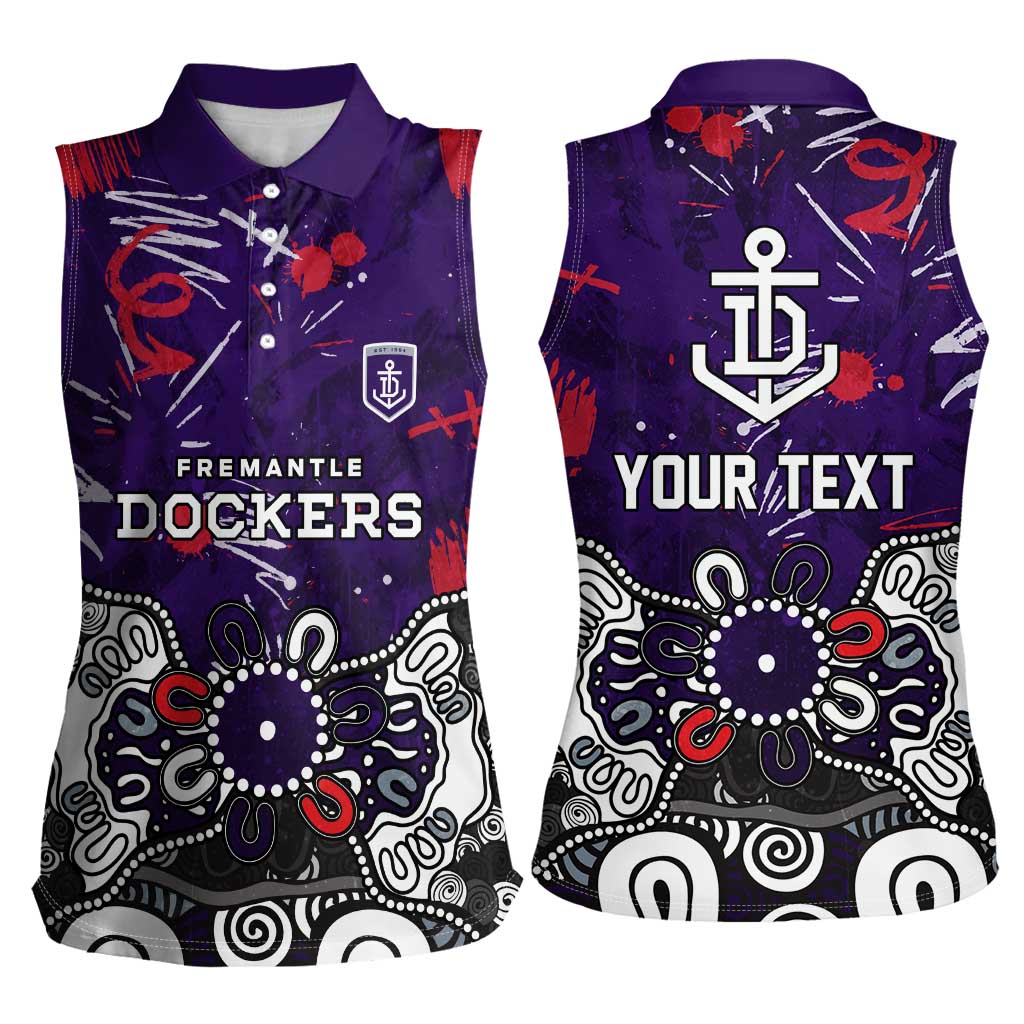 Personalized Fremantle Dockers Women Sleeveless Polo Shirt Aboriginal Dot Painting Graffiti Style