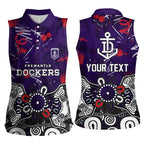 Personalized Fremantle Dockers Women Sleeveless Polo Shirt Aboriginal Dot Painting Graffiti Style