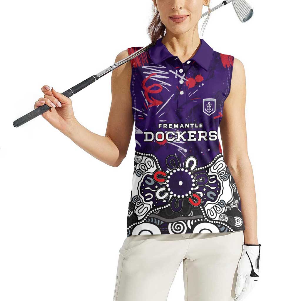 Personalized Fremantle Dockers Women Sleeveless Polo Shirt Aboriginal Dot Painting Graffiti Style