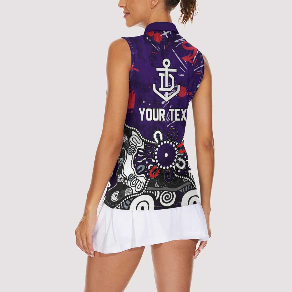 Personalized Fremantle Dockers Women Sleeveless Polo Shirt Aboriginal Dot Painting Graffiti Style