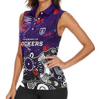 Personalized Fremantle Dockers Women Sleeveless Polo Shirt Aboriginal Dot Painting Graffiti Style