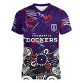 Personalized Fremantle Dockers Women V-Neck T-Shirt Aboriginal Dot Painting Graffiti Style