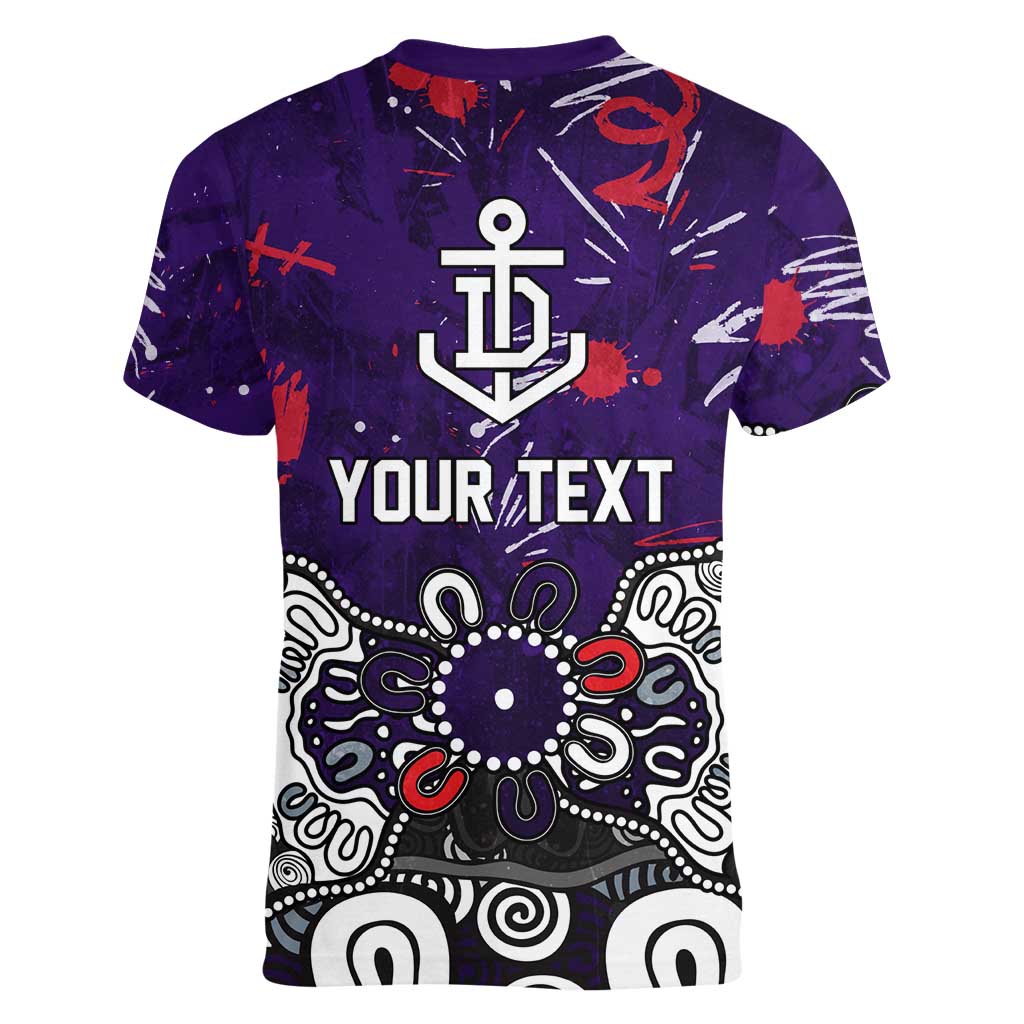Personalized Fremantle Dockers Women V-Neck T-Shirt Aboriginal Dot Painting Graffiti Style