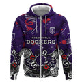 Personalized Fremantle Dockers Zip Hoodie Aboriginal Dot Painting Graffiti Style