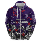 Personalized Fremantle Dockers Zip Hoodie Aboriginal Dot Painting Graffiti Style