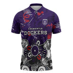 Personalized Fremantle Dockers Zipper Polo Shirt Aboriginal Dot Painting Graffiti Style