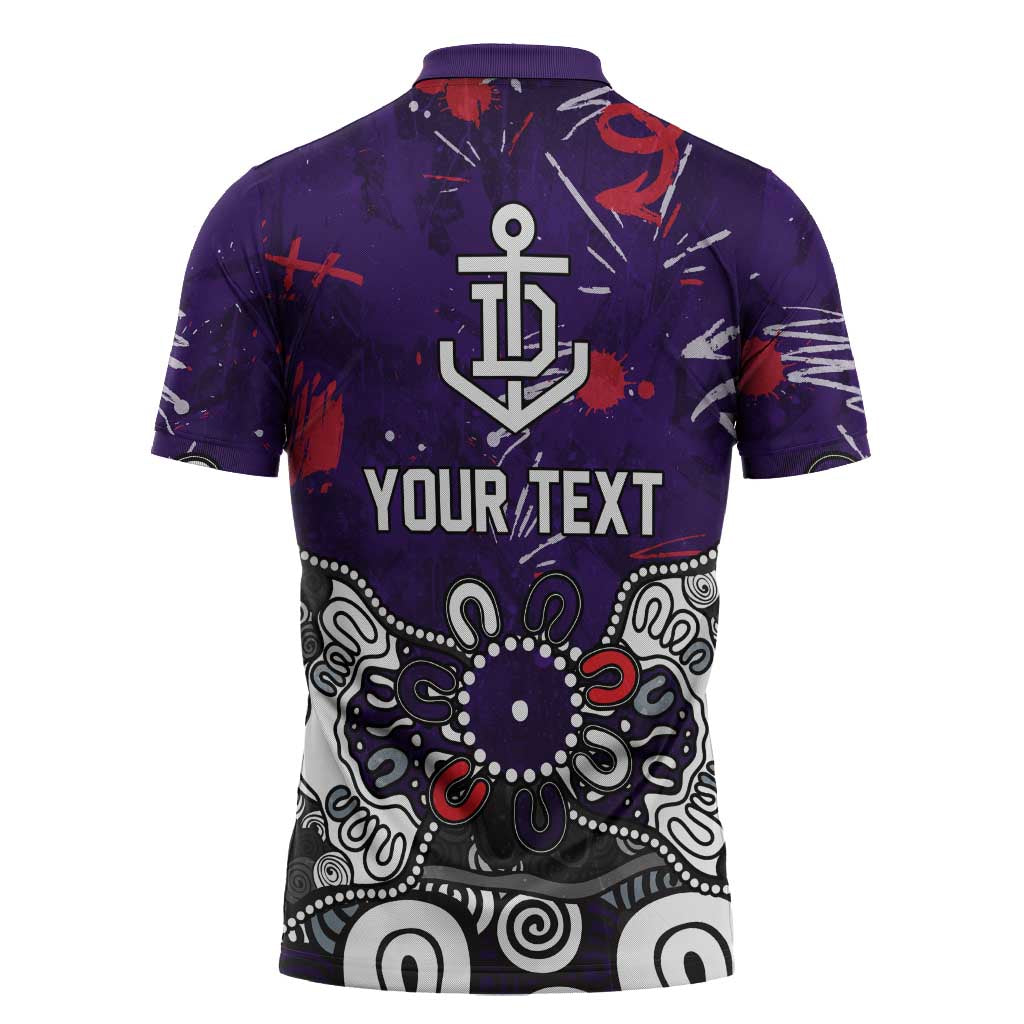 Personalized Fremantle Dockers Zipper Polo Shirt Aboriginal Dot Painting Graffiti Style