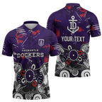 Personalized Fremantle Dockers Zipper Polo Shirt Aboriginal Dot Painting Graffiti Style