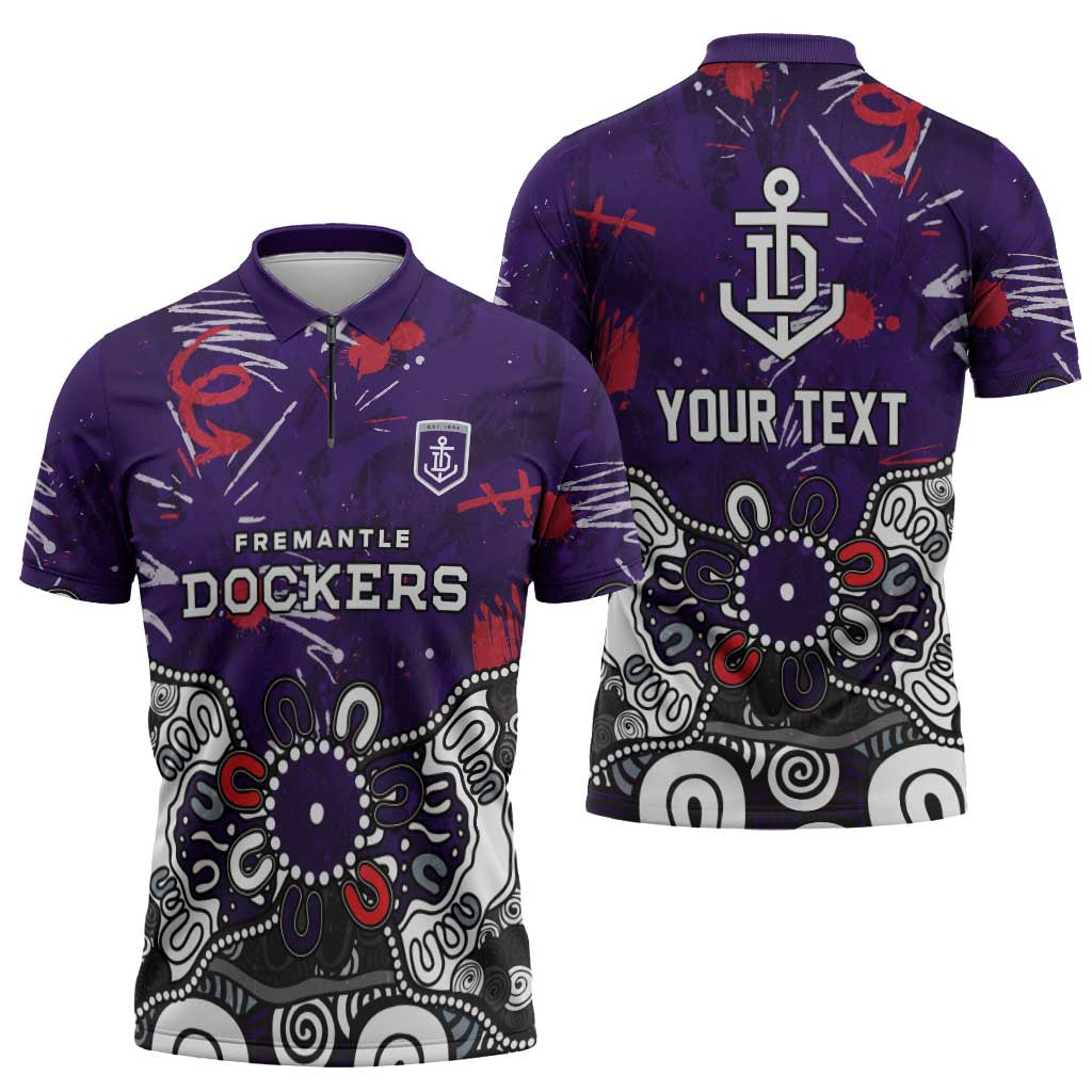 Personalized Fremantle Dockers Zipper Polo Shirt Aboriginal Dot Painting Graffiti Style