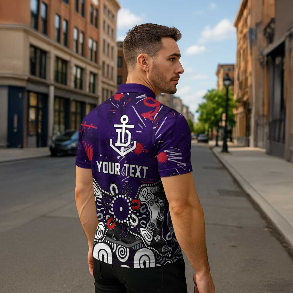 Personalized Fremantle Dockers Zipper Polo Shirt Aboriginal Dot Painting Graffiti Style