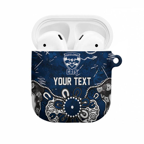 Personalized Geelong Cats AirPods Case Aboriginal Dot Painting Graffiti Style