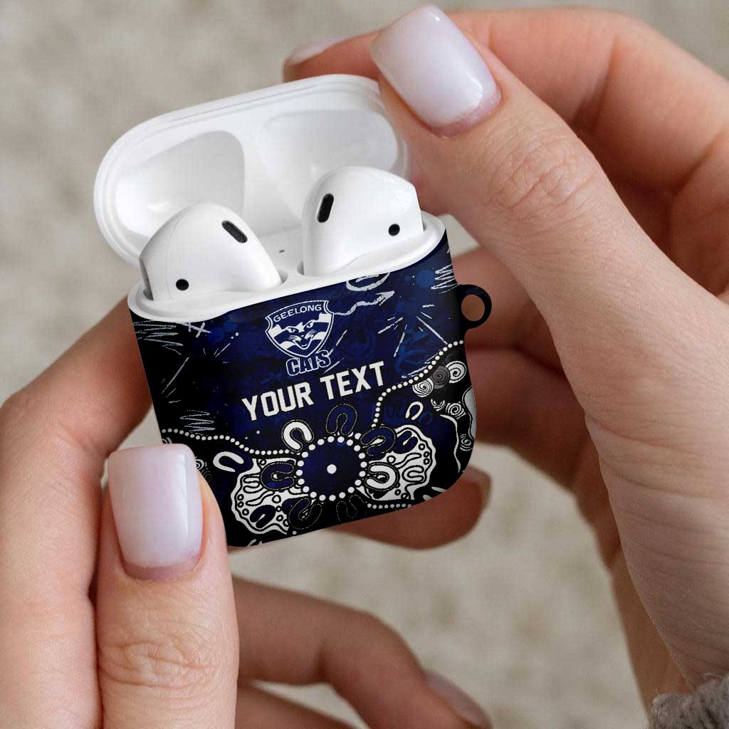 Personalized Geelong Cats AirPods Case Aboriginal Dot Painting Graffiti Style