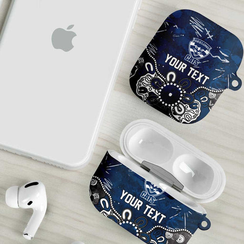 Personalized Geelong Cats AirPods Case Aboriginal Dot Painting Graffiti Style