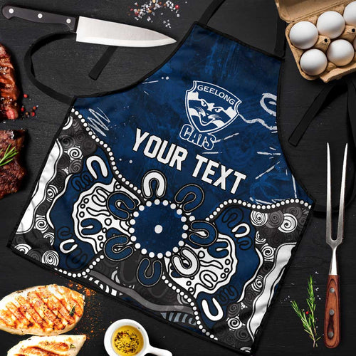 Personalized Geelong Cats Apron Aboriginal Dot Painting Graffiti Style