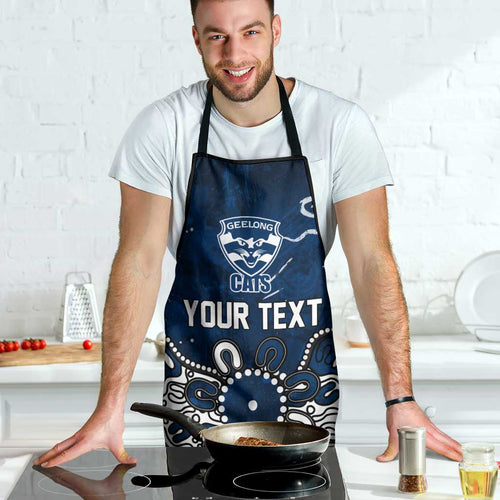Personalized Geelong Cats Apron Aboriginal Dot Painting Graffiti Style