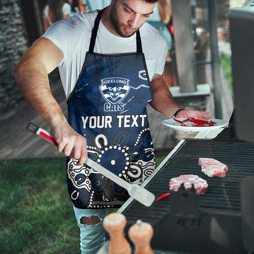 Personalized Geelong Cats Apron Aboriginal Dot Painting Graffiti Style