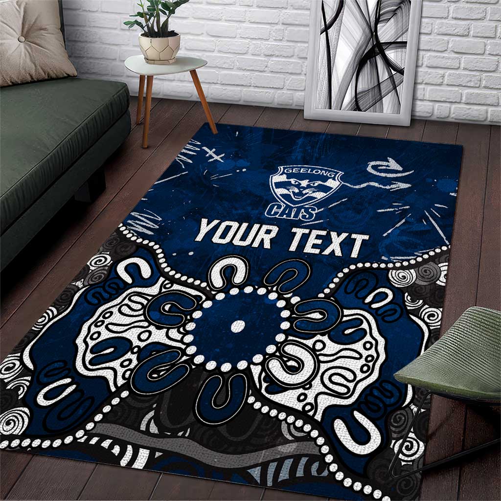 Personalized Geelong Cats Area Rug Aboriginal Dot Painting Graffiti Style