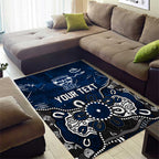 Personalized Geelong Cats Area Rug Aboriginal Dot Painting Graffiti Style