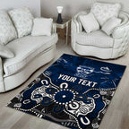 Personalized Geelong Cats Area Rug Aboriginal Dot Painting Graffiti Style
