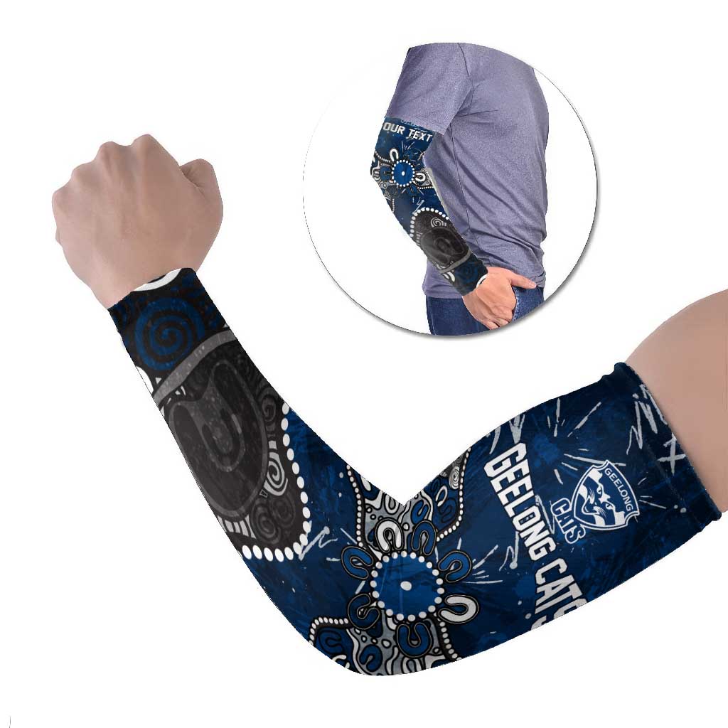 Personalized Geelong Cats Arm Sleeves Aboriginal Dot Painting Graffiti Style