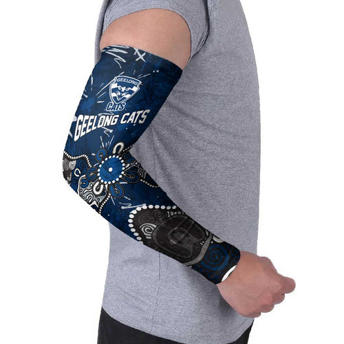 Personalized Geelong Cats Arm Sleeves Aboriginal Dot Painting Graffiti Style