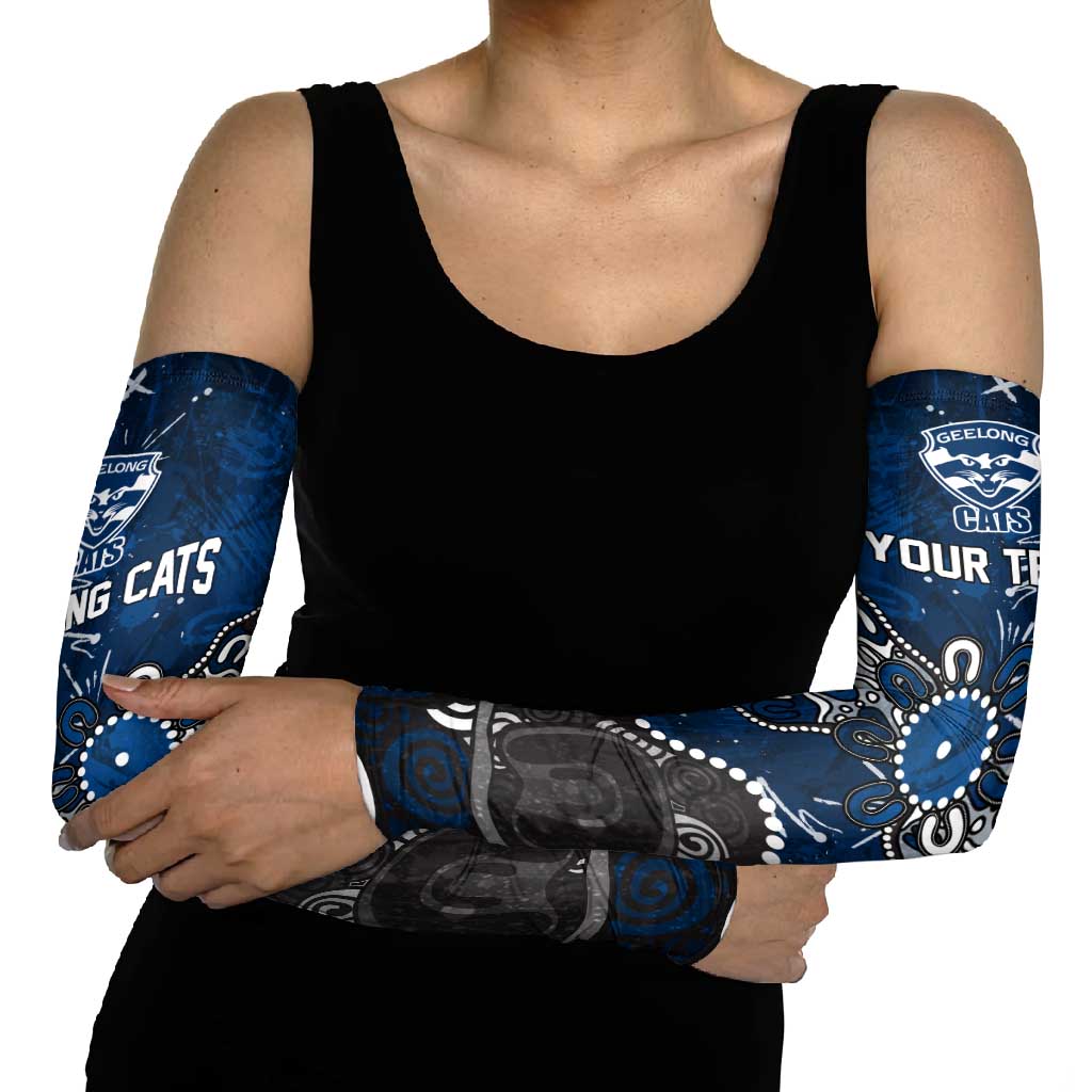 Personalized Geelong Cats Arm Sleeves Aboriginal Dot Painting Graffiti Style