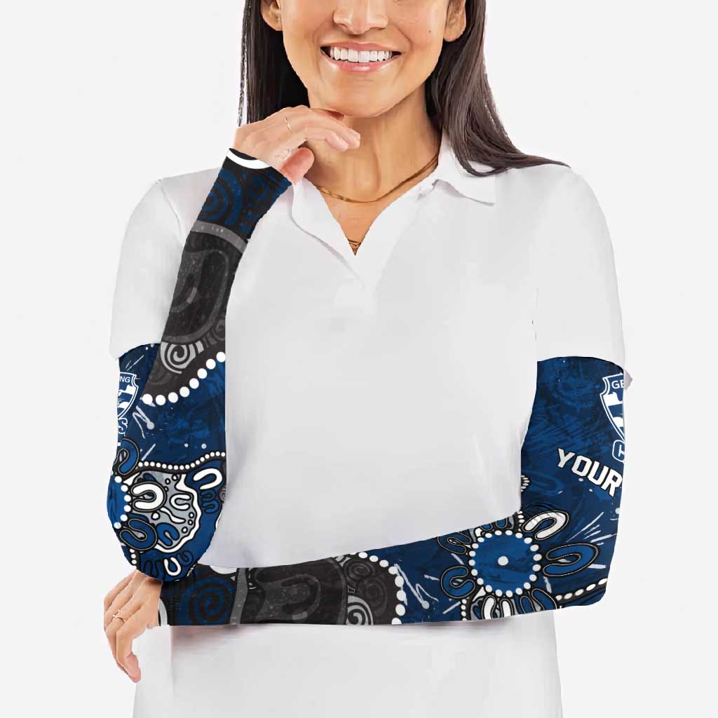 Personalized Geelong Cats Arm Sleeves Aboriginal Dot Painting Graffiti Style