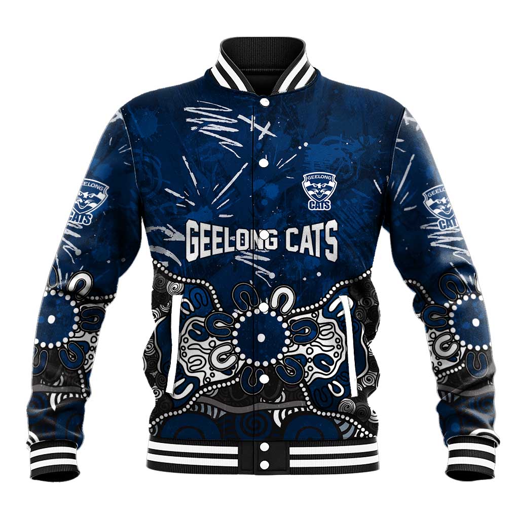 Personalized Geelong Cats Baseball Jacket Aboriginal Dot Painting Graffiti Style