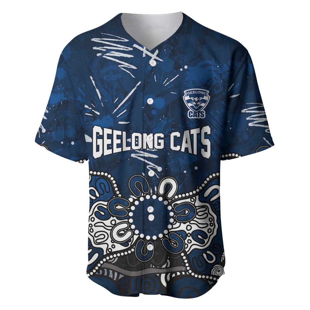 Personalized Geelong Cats Baseball Jersey Aboriginal Dot Painting Graffiti Style