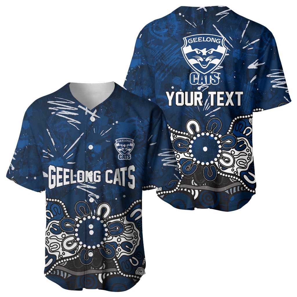 Personalized Geelong Cats Baseball Jersey Aboriginal Dot Painting Graffiti Style