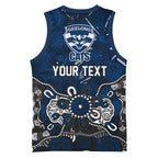 Personalized Geelong Cats Basketball Jersey Aboriginal Dot Painting Graffiti Style